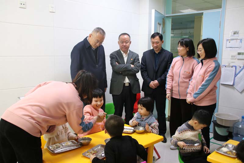 2023年4月6日,高新區(qū)管委會(huì)四級調(diào)研員尤偉生(左一)在高新區(qū)民政衛(wèi)生工作辦公室主任聶振興(左三)陪同下蒞臨兒童早期發(fā)展部看望指導(dǎo)工作.jpg